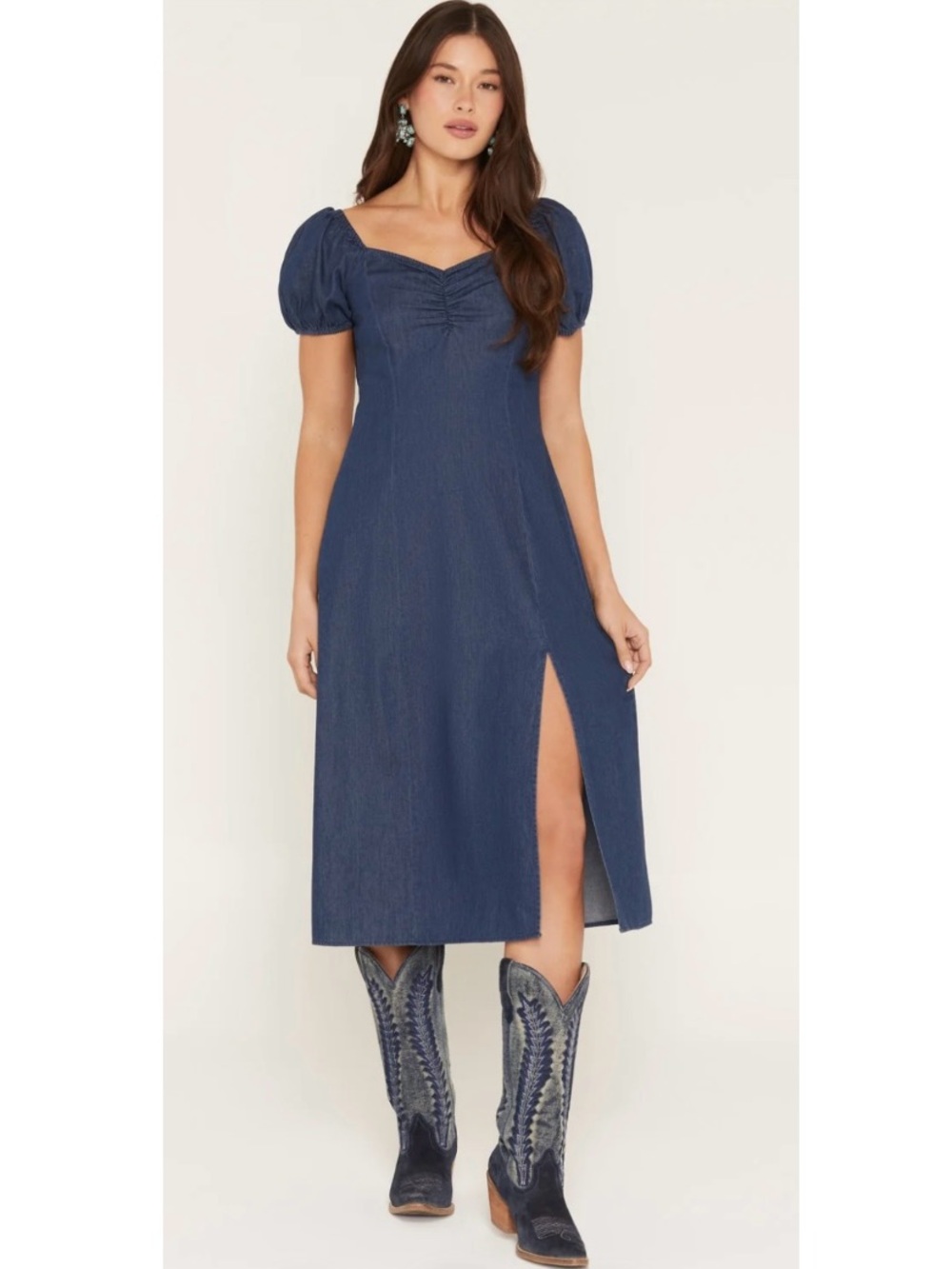 Idyllwind Elizabeth Denim Cotton Midi Dress Large